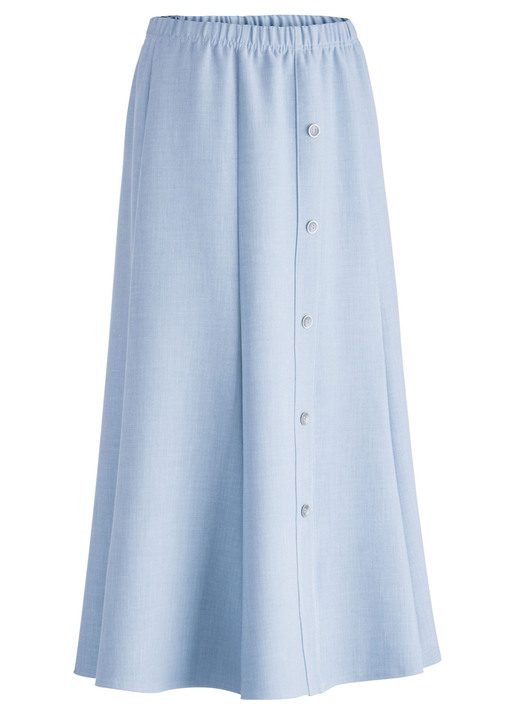 Uni - Rock mit Zierknopfblende Ansicht 2 Uni - Rock mit Zierknopfblende, in Größe 019 bis 054, in Farbe HELLBLAU MELANGE Ansicht 2