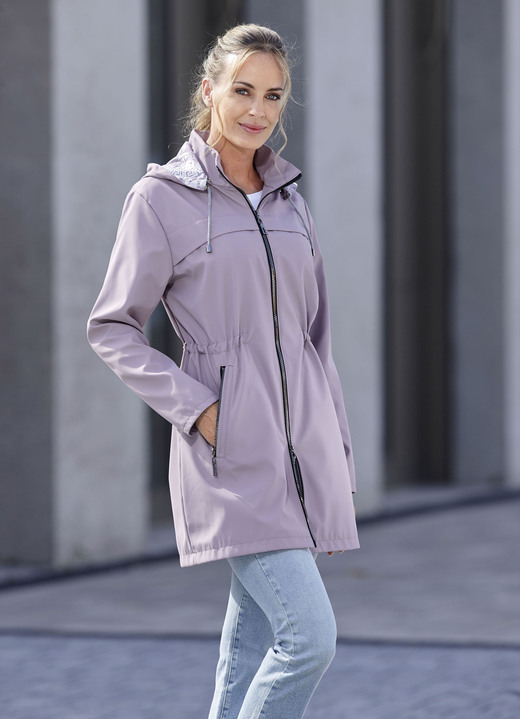 Lang - Longjacke mit abnehmbarer Kapuze, in Größe 036 bis 054, in Farbe RUBINROT Ansicht 3