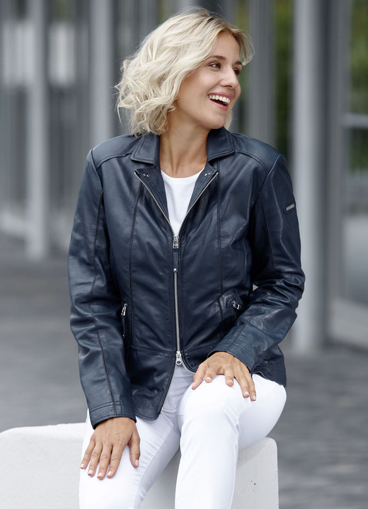 Lederkurzjacken - Lederkurzjacke von „Cabrini“, in Größe 036 bis 050, in Farbe DUNKELBLAU Ansicht 3