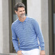 Uni - Klassischer Polopullover mit Strukturdessin – Farbe MITTELBLAU MELIERT – Ansicht 2 Uni - Klassischer Polopullover mit Strukturdessin, in Größe 046 bis 062, in Farbe MITTELBLAU MELIERT – Farbe MITTELBLAU MELIERT – Ansicht 2