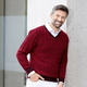 Uni - V-Pullover mit markantem Halsausschnitt in 3 Farben – Farbe ROT – Ansicht 1 Uni - V-Pullover mit markantem Halsausschnitt in 3 Farben, in Größe 046 bis 062, in Farbe HELLGRAU – Farbe ROT – Ansicht 1
