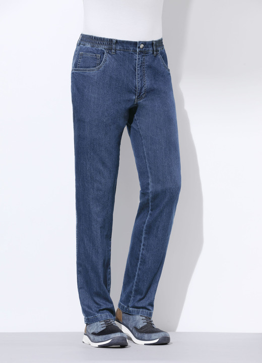 Jeans - Jeans mit Gummibund in 3 Farben, in Größe 024 bis 062, in Farbe JEANSBLAU Ansicht 1