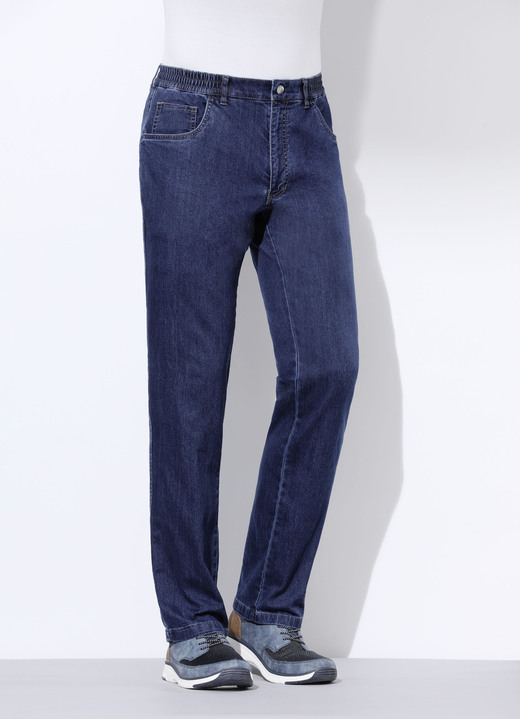 Jeans - Jeans mit Gummibund in 3 Farben, in Größe 024 bis 062, in Farbe JEANSBLAU Ansicht 4