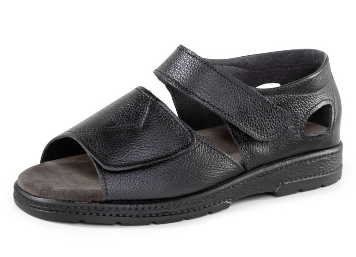 Sandalen & Pantoletten - Bequeme Herren-Sandalen, Weite K, mit anatomisch geformtem Fußbett, in Größe 040 bis 048, in Farbe SCHWARZ Ansicht 1