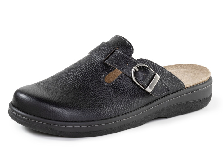 Sandalen & Pantoletten - GINO GALANTE Clog aus genarbtem Nappaleder, in Größe 039 bis 046, in Farbe SCHWARZ Ansicht 1