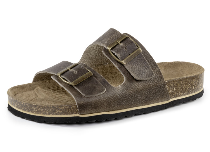 Sandalen & Pantoletten - GINO GALANTE, klassische Herren-Pantoletten, Weite H, aus Leder, in Größe 040 bis 048, in Farbe TABAKBRAUN Ansicht 1