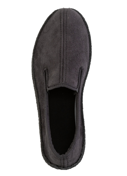 Hausschuhe - Hausschuh aus Veloursmaterial, in Größe 040 bis 046, in Farbe SCHWARZ Ansicht 2