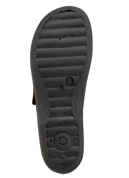 Hausschuhe - Klettschuh aus elastischem Textilmaterial, in Größe 040 bis 047, in Farbe SCHWARZ Ansicht 3