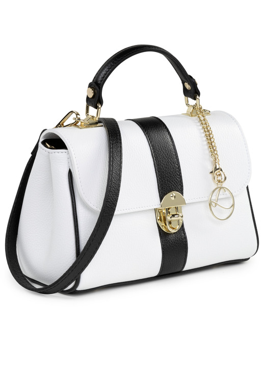 Taschen - Laurina Tasche aus genarbtem Kalb-Nappaleder, in Farbe WEISS-SCHWARZ Ansicht 1