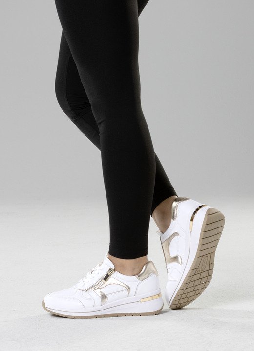 Slipper & Schnürschuhe - ELENA EDEN, sytlische Damen-Sneaker, Weite H, mit herausnehmbarem Fußbett, in Größe 036 bis 042, in Farbe WEISS-GOLD Ansicht 4