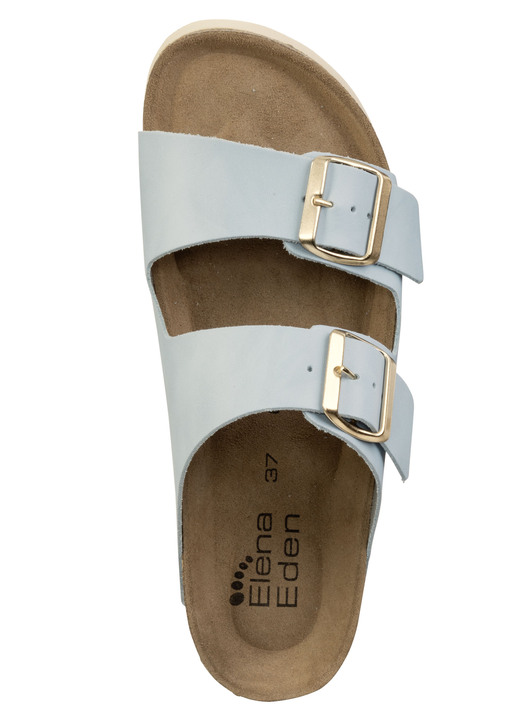 Sandaletten & Pantoletten - ELENA EDEN, bequeme Damen-Pantoletten, Weite H, mit Klettspange, in Größe 036 bis 042, in Farbe HELLBLAU Ansicht 2