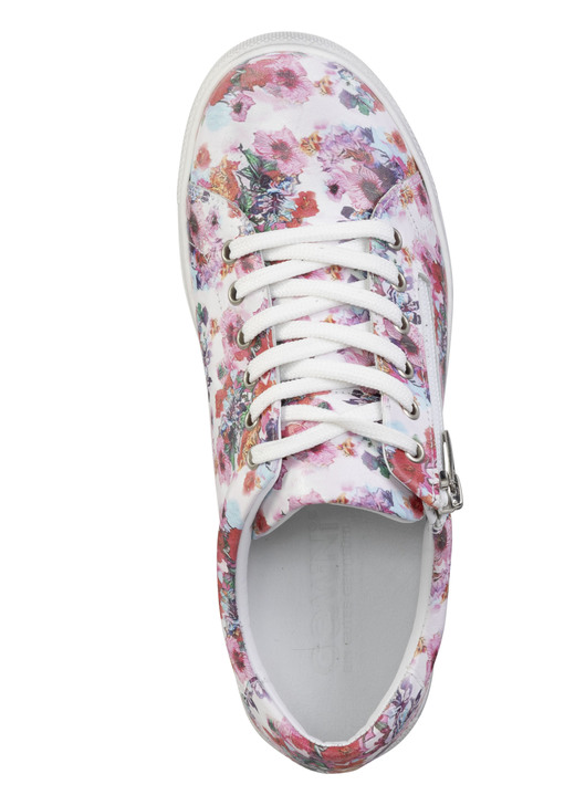 Slipper & Schnürschuhe - Gemini Schnür-Sneaker aus beschichtetem, floral bedrucktem Nappaleder, in Größe 036 bis 042, in Farbe WEISS-PINK Ansicht 2