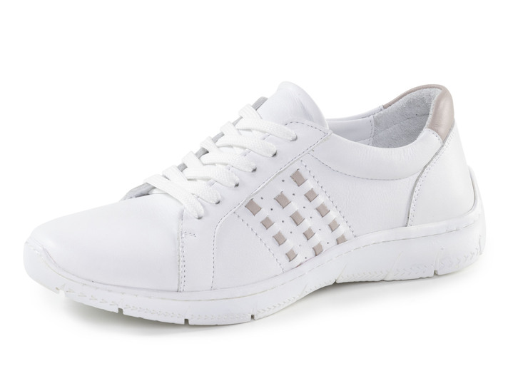 Slipper & Schnürschuhe - Andrea Conti Schnürschuh aus Nappaleder mit Kontrastdurchzügen, in Größe 036 bis 042, in Farbe WEISS Ansicht 1