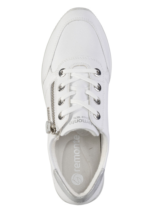 Slipper & Schnürschuhe - Remonte Schnür-Sneaker mit silberfarben schimmerndem Kontrast-Besatz, in Größe 036 bis 042, in Farbe WEISS Ansicht 2