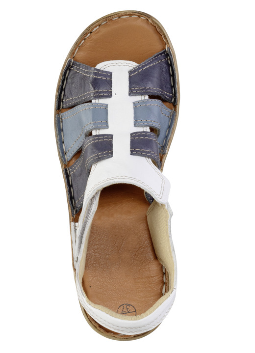 Sandaletten & Pantoletten - ELENA EDEN Sandale aus Nappaleder mit dezenter Knitter-Struktur, in Größe 036 bis 042, in Farbe WEISS-BLAU Ansicht 2