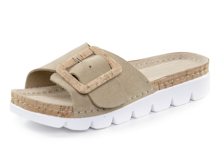 Damen - ELENA EDEN Pantolette aus weichem Veloursleder, in Größe 036 bis 042, in Farbe BLEU Ansicht 4