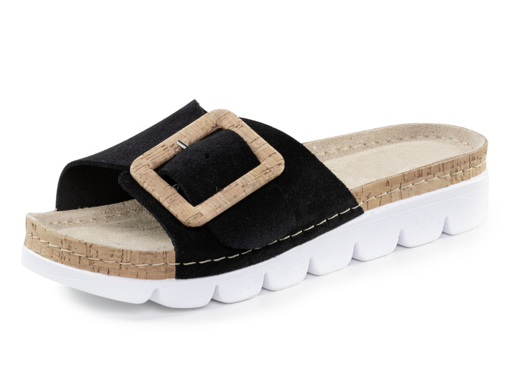 Damen - ELENA EDEN Pantolette aus weichem Veloursleder, in Größe 036 bis 042, in Farbe BLEU Ansicht 7