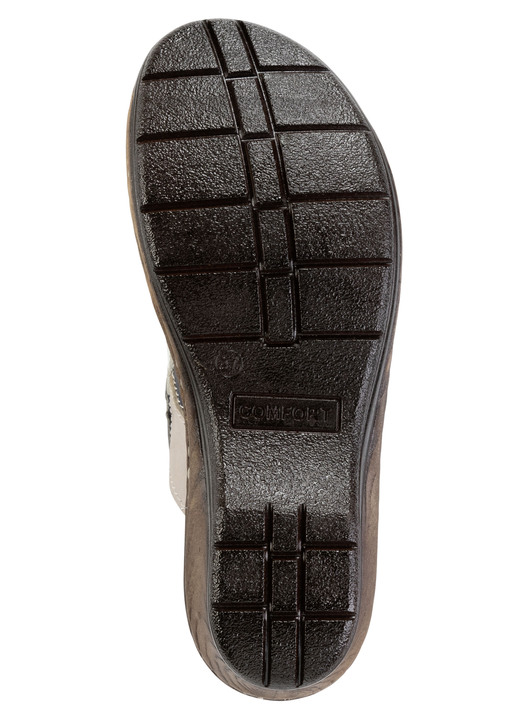 Sandaletten & Pantoletten - ELENA EDEN Pantolette mit dezenter Knitter-Struktur, in Größe 036 bis 041, in Farbe TAUPE-MARINE-WEISS Ansicht 3