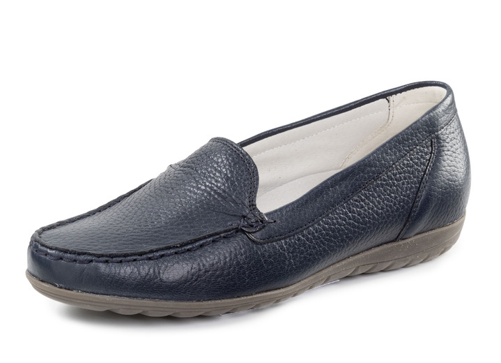 Slipper & Schnürschuhe - Waldläufer, bequeme Damen-Slipper, Weite H, mit herausnehmbarem Fußbett, in Größe 3 1/2 bis 8, in Farbe MARINE Ansicht 1