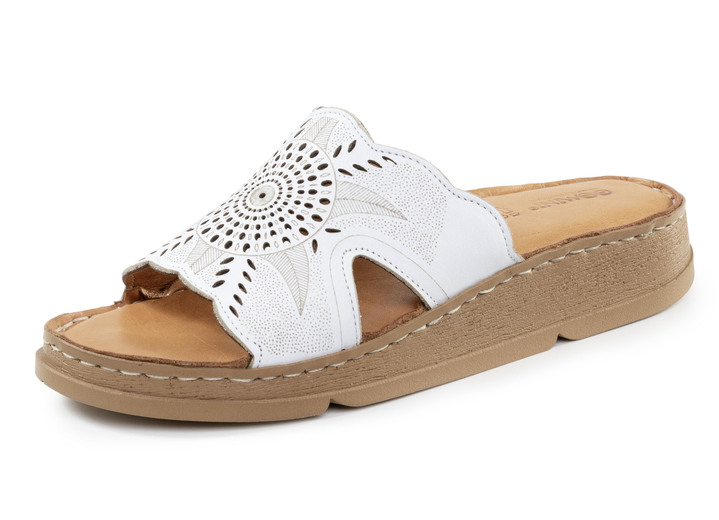 Sandaletten & Pantoletten - Gemini Pantolette aus Nappaleder mit Perforation, in Größe 036 bis 042, in Farbe JEANS Ansicht 7