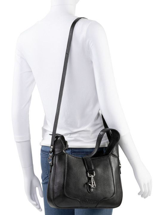 Taschen - Laurina Tasche aus genarbtem Nappaleder, in Farbe SCHWARZ Ansicht 3