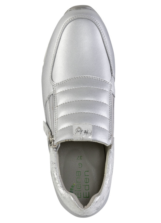 Slipper & Schnürschuhe - ELENA EDEN Sneaker aus Nappaleder und silbergrau geprägtem Veloursleder, in Größe 036 bis 042, in Farbe WEISS Ansicht 5