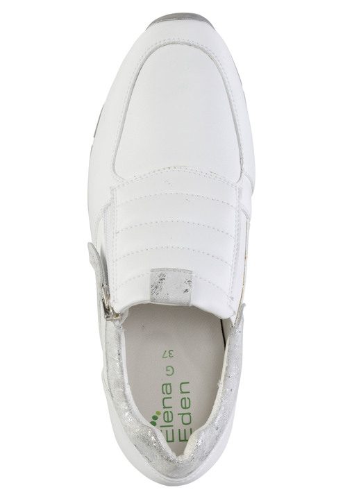 Slipper & Schnürschuhe - ELENA EDEN Sneaker aus Nappaleder und silbergrau geprägtem Veloursleder, in Größe 036 bis 042, in Farbe WEISS Ansicht 2