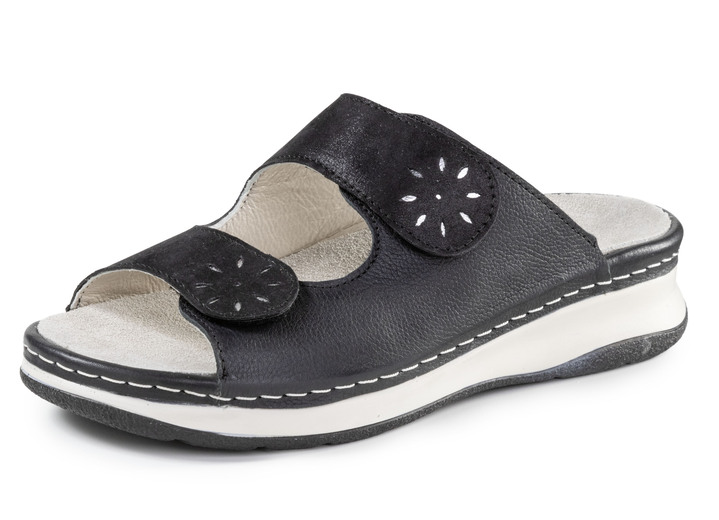 Sandaletten & Pantoletten - ELENA EDEN, bequeme Damen-Pantoletten, Weite H, mit herausnehmbarem Fußbett, in Größe 036 bis 042, in Farbe TAUPE-ANTIKBRONZE Ansicht 4