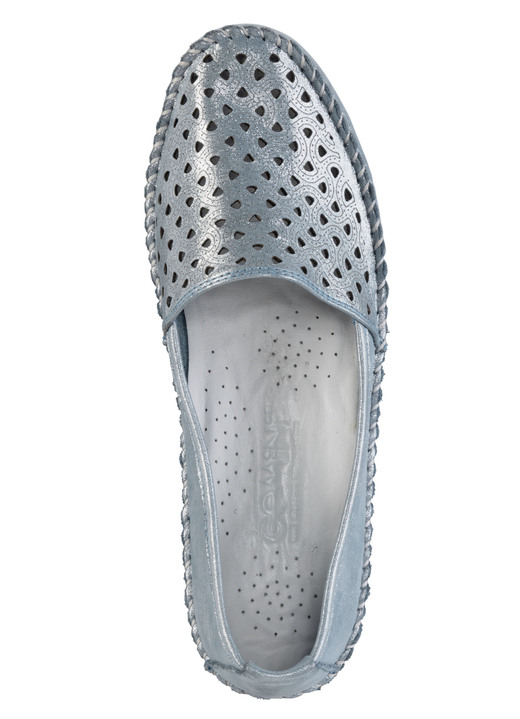 Slipper & Schnürschuhe - Gemini Mokassin-Slipper aus weichem, glänzend geprägtem Nappaleder, in Größe 036 bis 042, in Farbe JEANSBLEU Ansicht 2