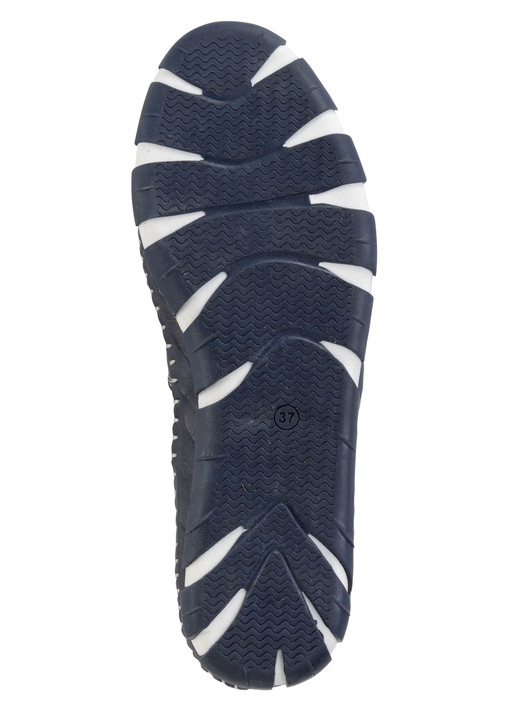 Slipper & Schnürschuhe - Gemini Slipper mit dezenter Knitter-Struktur und bunten Leder-Blüten, in Größe 036 bis 042, in Farbe KIESEL Ansicht 6