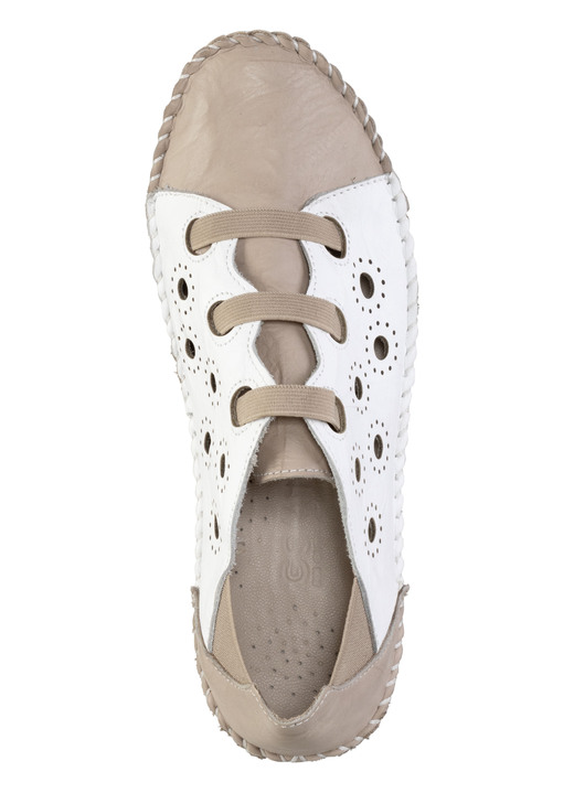 Slipper & Schnürschuhe - Gemini Mokassin-Slipper mit dezenter Knitter-Struktur, in Größe 036 bis 042, in Farbe SCHWARZ-CAMEL Ansicht 5