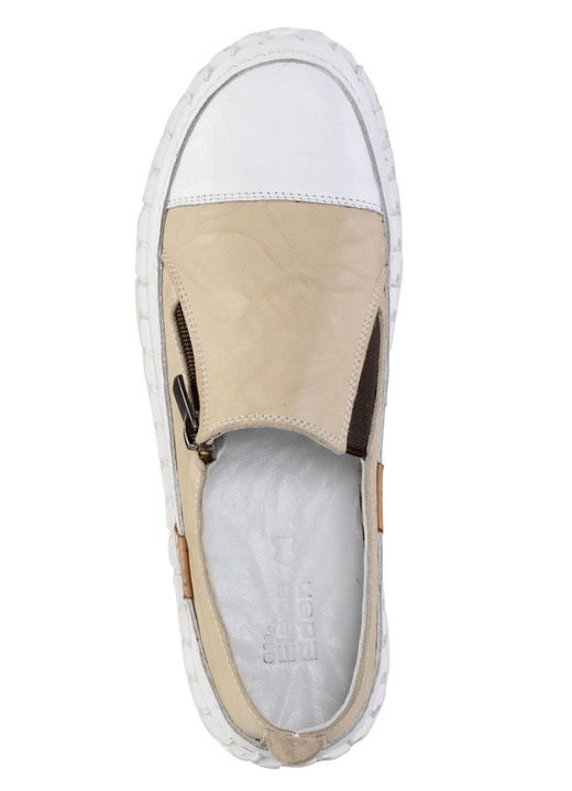 Slipper & Schnürschuhe - ELENA EDEN Slipper mit Knitter-Struktur, in Größe 036 bis 041, in Farbe SAND-WEISS Ansicht 2