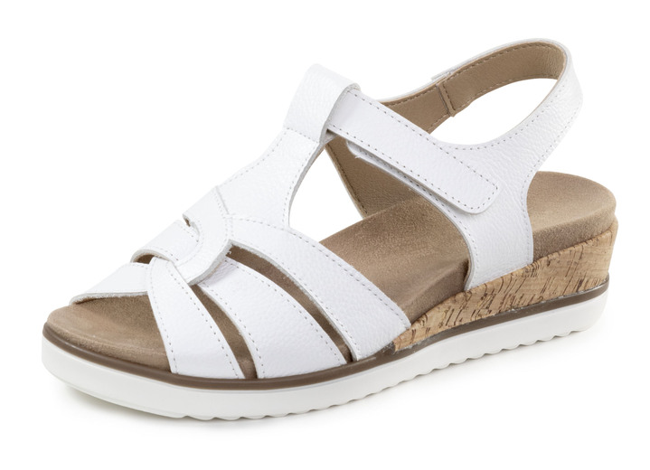 Sandaletten & Pantoletten - ELENA EDEN, bequeme Damen-Sandalen, Weite H, mit herausnehmbarem Fußbett, in Größe 035 bis 041, in Farbe WEISS Ansicht 1