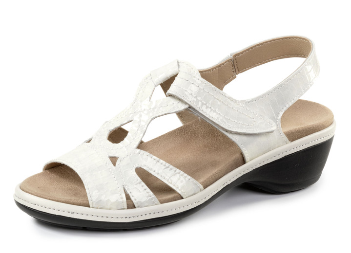 Sandaletten & Pantoletten - ELENA EDEN, schicke Damen-Sandalen, Weite H, mit herausnehmbarem Fußbett, in Größe 036 bis 042, in Farbe ECRU Ansicht 1
