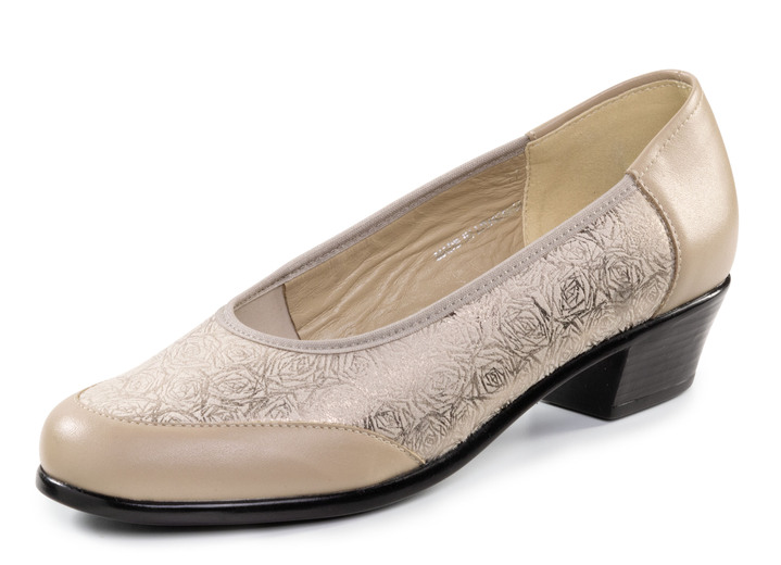 Pumps & Ballerina - ELENA EDEN, elegante Damen-Pumps, Weite H, mit Gummizug, in Größe 036 bis 042, in Farbe BEIGE Ansicht 1