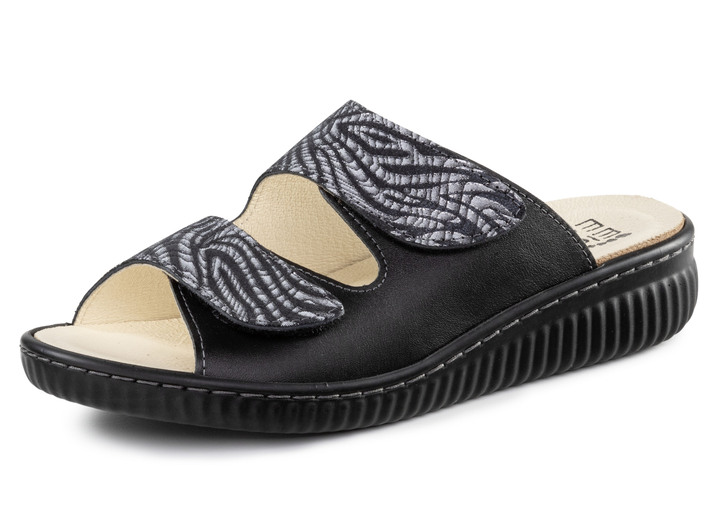 Schuhe - ELENA EDEN Pantolette mit teilweise schimmerndem Zebra-Druck, in Größe 036 bis 042, in Farbe PERLGRAU Ansicht 4