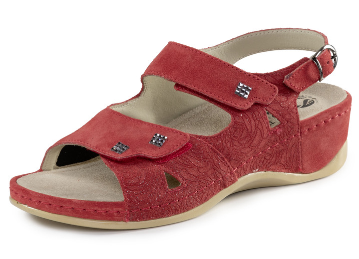 Sandaletten & Pantoletten - Mubb, bequeme Damen-Sandalen, Weite H, mit herausnehmbarem Fußbett, in Größe 036 bis 042, in Farbe ROT Ansicht 1