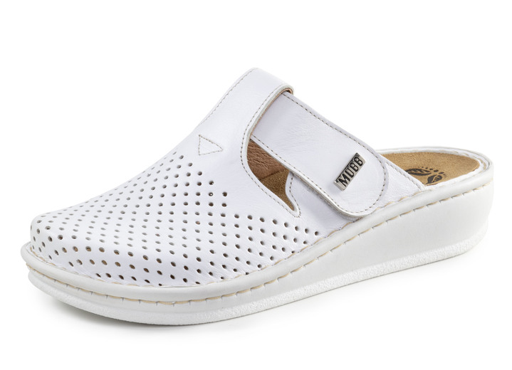 Sandaletten & Pantoletten - Mubb, sommerliche Damen-Clogs, Weite H, mit herausnehmbarem Fußbett, in Größe 036 bis 042, in Farbe WEISS Ansicht 1