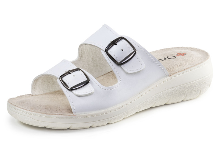 Sandaletten & Pantoletten - Zweierpack Pantoletten aus Nubuk- und Nappasynthetik, in Größe 036 bis 042, in Farbe 1X SCHWARZ, 1X WEISS Ansicht 4