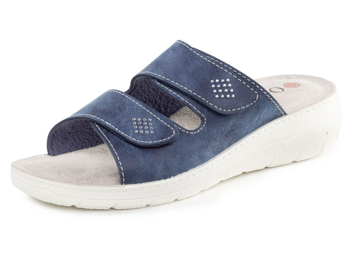 Sandaletten & Pantoletten - Pantolette mit Glitzersteinchen, in Größe 036 bis 042, in Farbe JEANS Ansicht 1