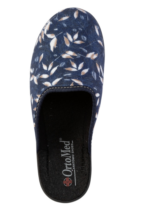 Schuhe - Zweierpack Pantoffeln aus samtig, weichem, bedrucktem Textilmaterial, in Größe 036 bis 042, in Farbe 1X BLAU, 1X BORDEAUX Ansicht 2