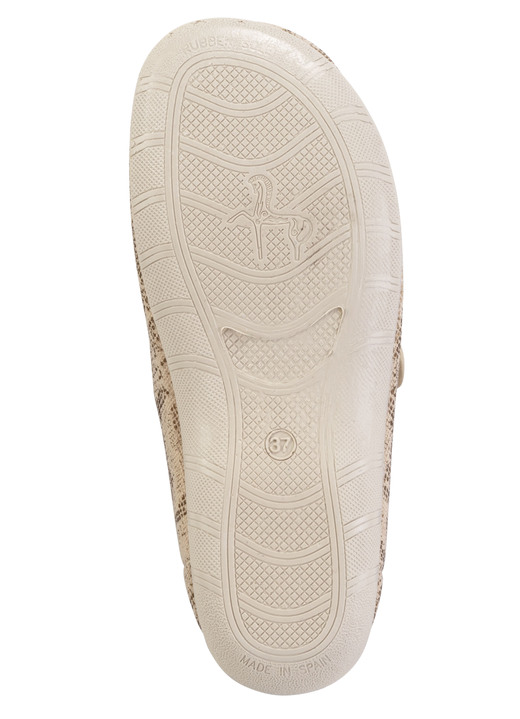 Hausschuhe - ELENA EDEN Hausschuh aus teilweise glänzend bedrucktem Textilmaterial, in Größe 036 bis 042, in Farbe BEIGE Ansicht 3