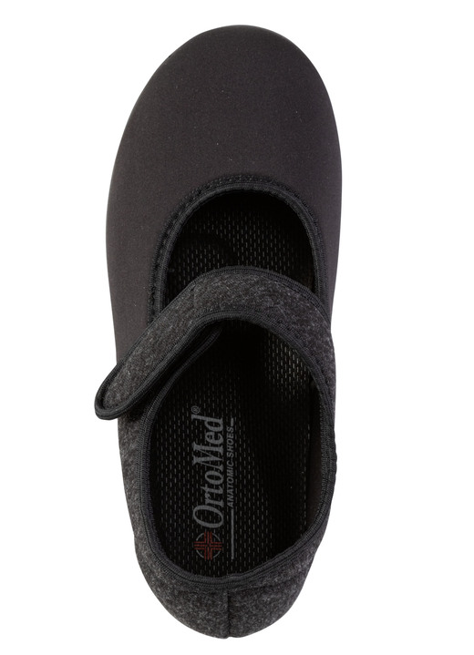 Hausschuhe - Spangenschuh aus weichem, teilweise meliertem Textilmaterial, in Größe 036 bis 042, in Farbe BORDEAUX Ansicht 5