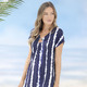 Strandkleider - Laurina Kleid in Batikoptik – Farbe MARINE-WEISS – Ansicht 2 Strandkleider - Laurina Kleid in Batikoptik, in Größe 036 bis 054, in Farbe MARINE-WEISS – Farbe MARINE-WEISS – Ansicht 2