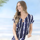Strandkleider - Laurina Kleid in Batikoptik – Farbe MARINE-WEISS – Ansicht 1 Strandkleider - Laurina Kleid in Batikoptik, in Größe 036 bis 054, in Farbe MARINE-WEISS – Farbe MARINE-WEISS – Ansicht 1