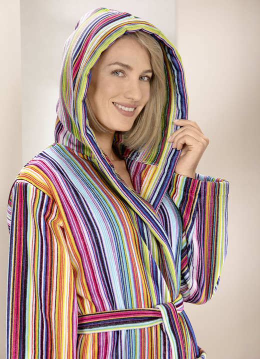 Bademäntel - Bademantel mit Kapuze, in Größe L (44/46) bis XXL (52/54), in Farbe MULTICOLOR Ansicht 2