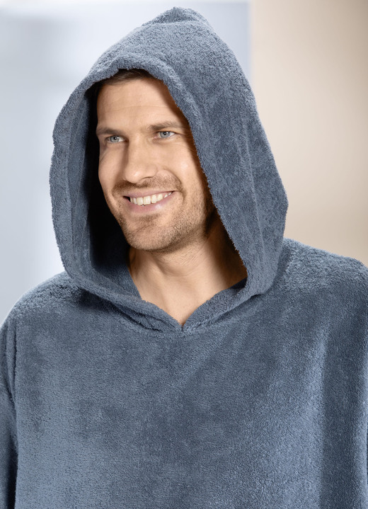 Bademäntel - Poncho mit Kängurutasche Ansicht 2 Bademäntel - Poncho mit Kängurutasche, in Größe 002 bis 3 (60-64), in Farbe RAUCHBLAU Ansicht 2