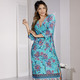 Langarm - Kaftan, wadenlang und 3/4 langen Ärmeln – Farbe TÜRKIS-BUNT – Ansicht 2 Langarm - Kaftan, wadenlang und 3/4 langen Ärmeln, in Größe 038 bis 062, in Farbe TÜRKIS-BUNT – Farbe TÜRKIS-BUNT – Ansicht 2