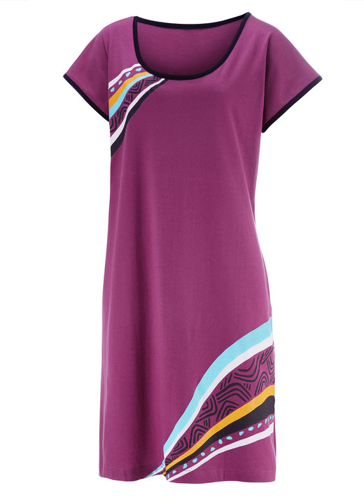 Kurzarm - Zweierpack Nachthemden, kürzer geschnitten aus Baumwolle Ansicht 2 Kurzarm - Zweierpack Nachthemden, kürzer geschnitten aus Baumwolle, in Größe 036 bis 052, in Farbe 1X BEERE, 1X MARINE Ansicht 2