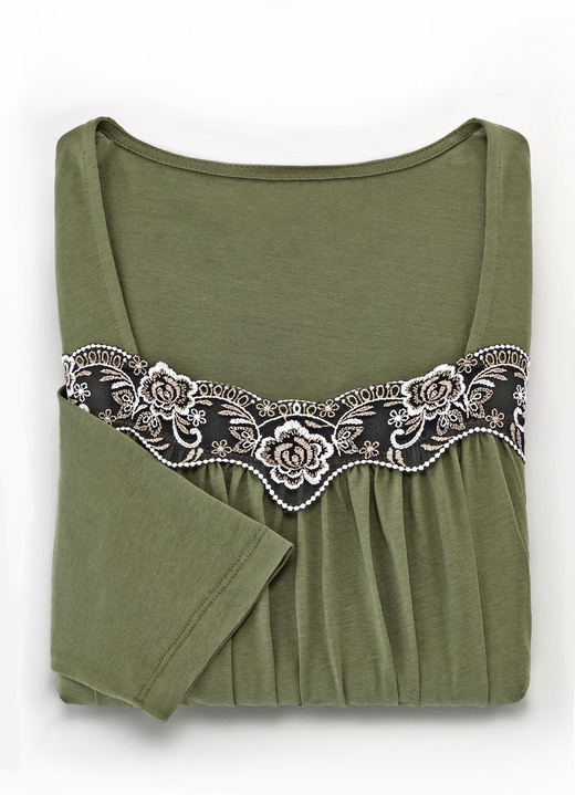 Kurzarm - Wadenlanges Nachthemd mit zarter Tüllstickereispitze, in Größe 038 bis 062, in Farbe MARINE Ansicht 3